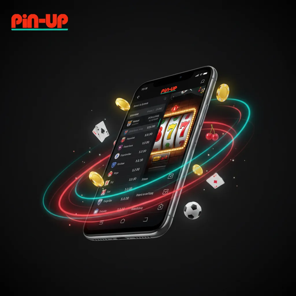 Graphic showing step-by-step installation of the Pin-Up Android app for fast betting and casino play on the go.