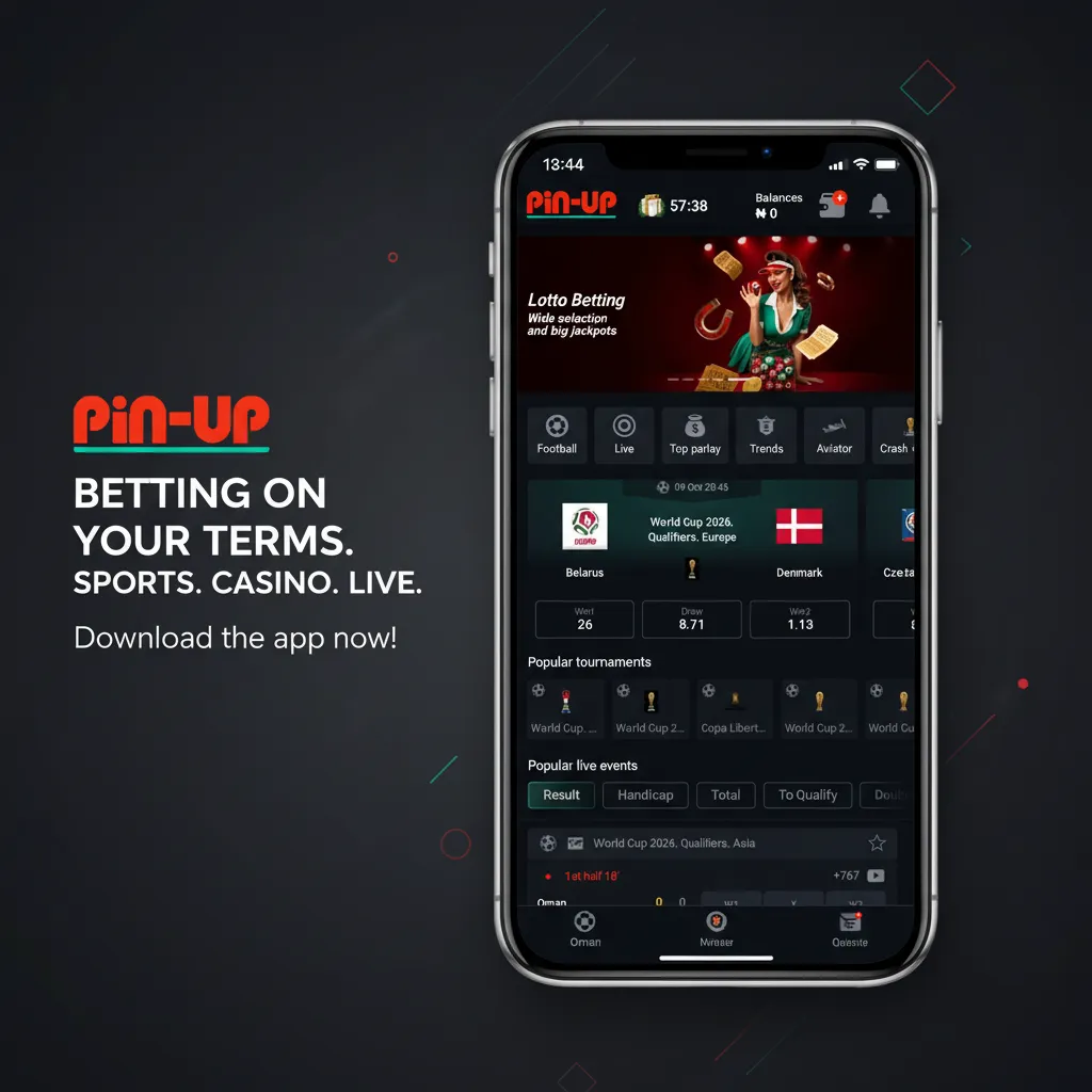 Phones showing Pin-Up Android app and iOS web app with live odds, cash out, casino; same markets, bonuses, payments